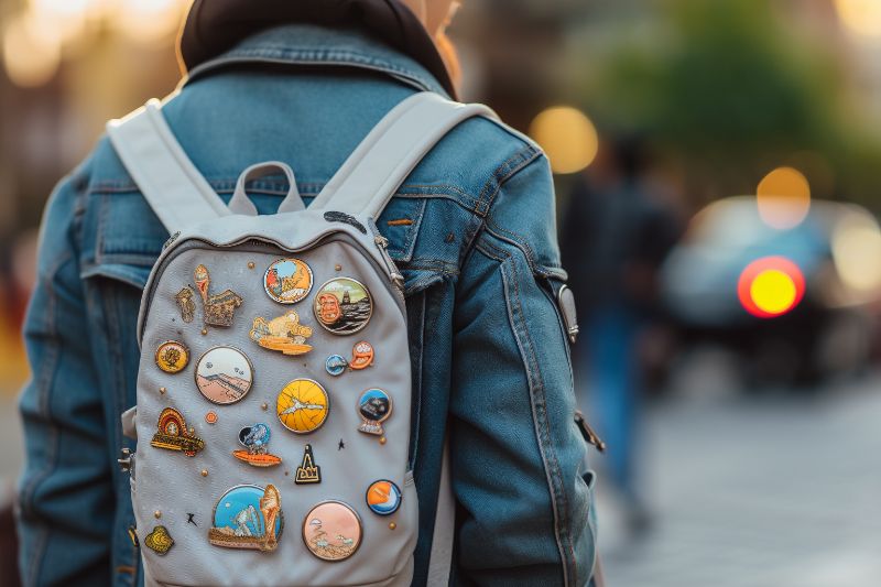 pins on a backpack