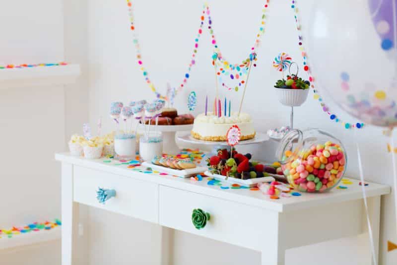 dessert table at birthday party