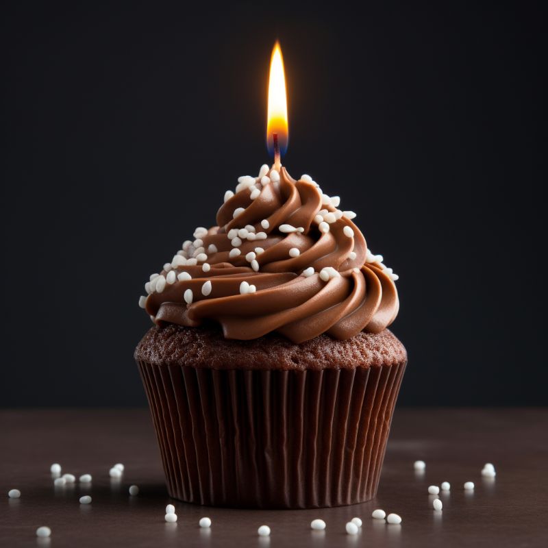 chocolate cupcake with candle in center