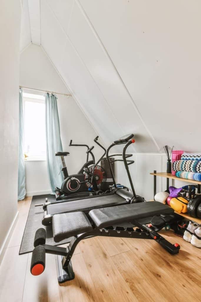 home gym in attic space