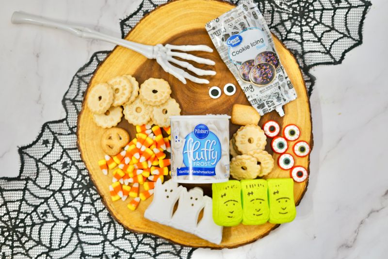 ingredients for a Halloween frosting board