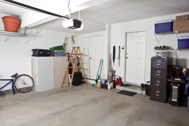 inside a garage with living space