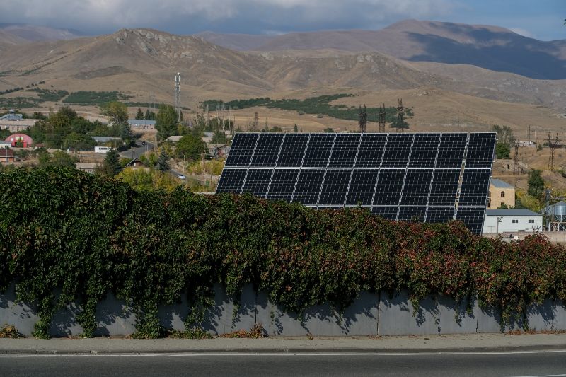 solar panels beside road