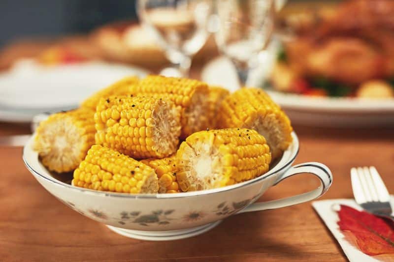 roasted corn in bowl on holiday table