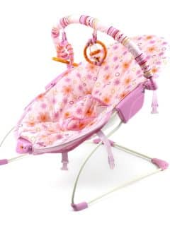 baby bouncer pink and orange floral design