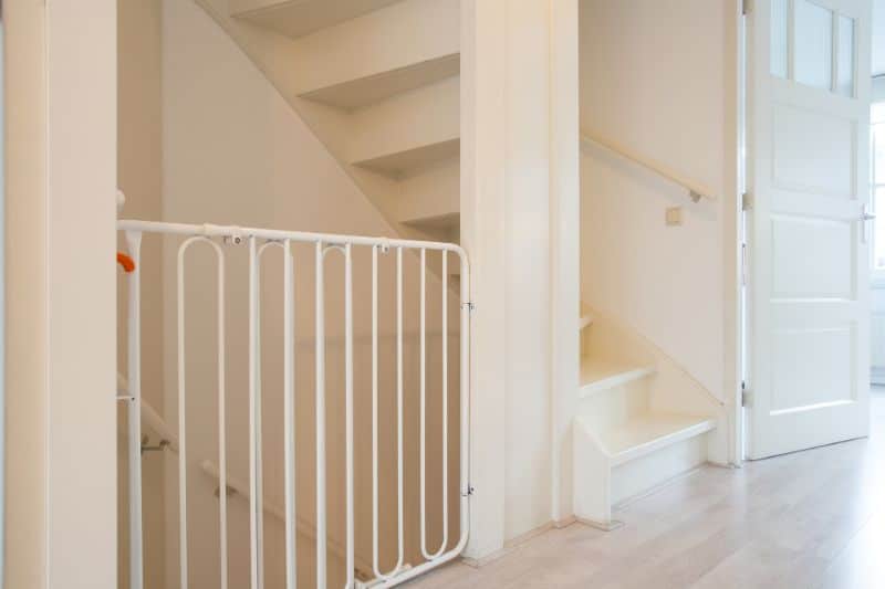 baby gate installed in front of stairs