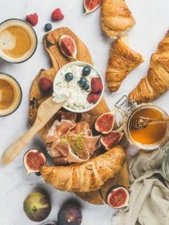 french breakfast with pastries cream and butter