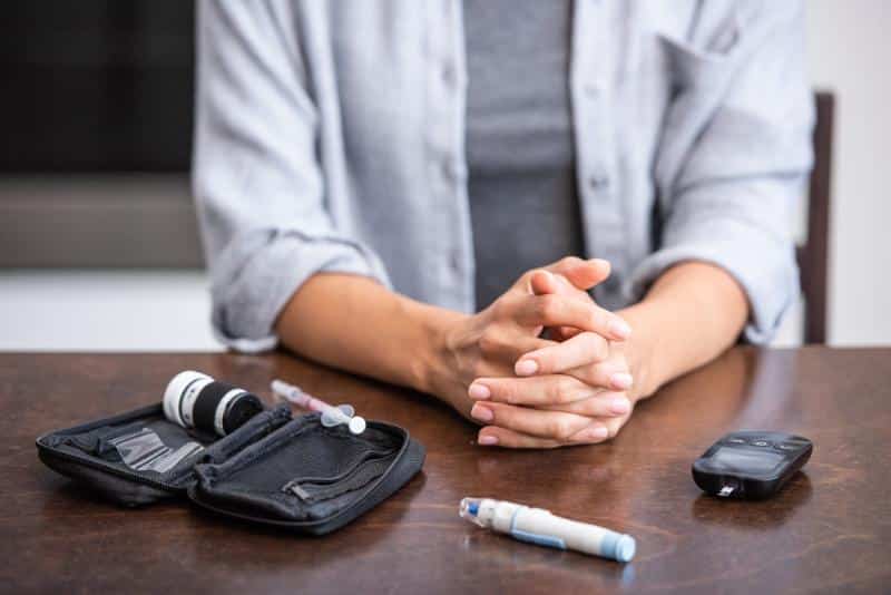 glucose testing tools on a table