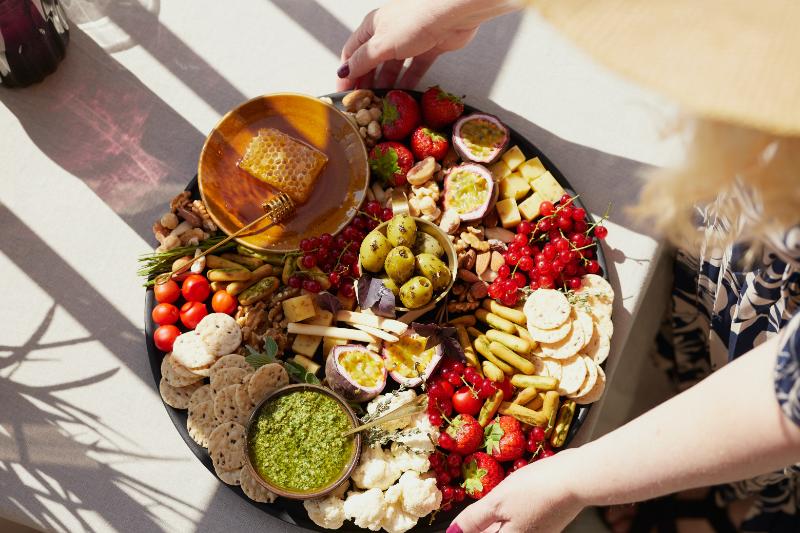 charcuterie board being served