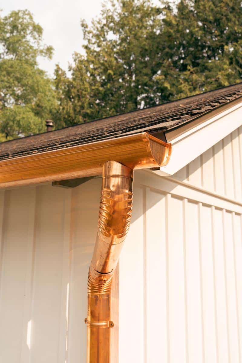 copper gutter on home