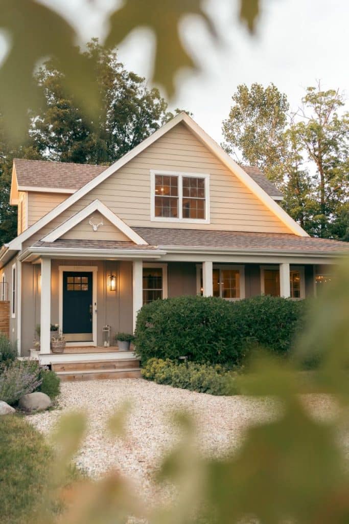 cute house with blue door