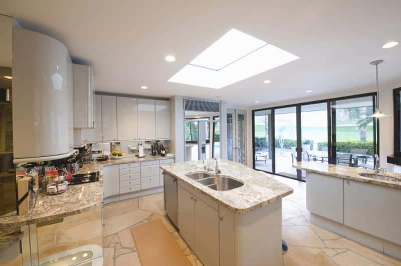 kitchen with lots of natural light and sliding doors