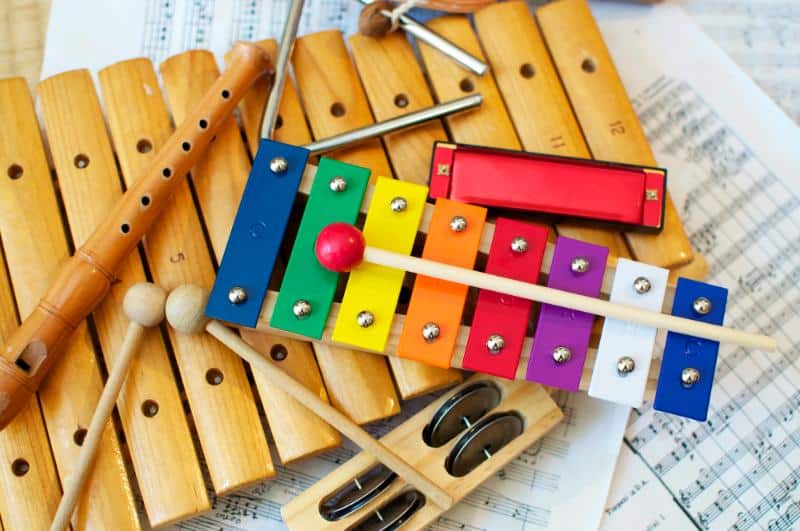 musical instruments for kids - xylophone, harmonica, recorder, and more