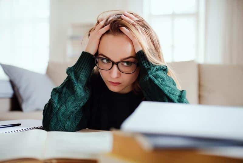 frustrated and sad female student