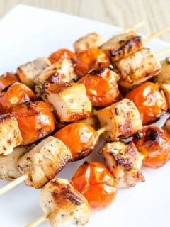 chicken and tomato skewers