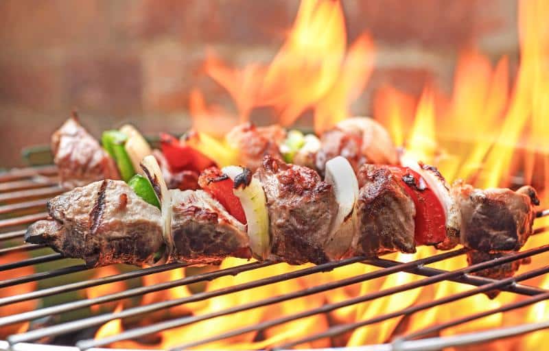 beef and veggie skewers