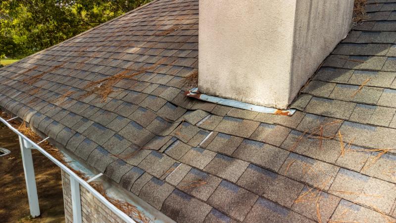 roof and shingles damaged by water