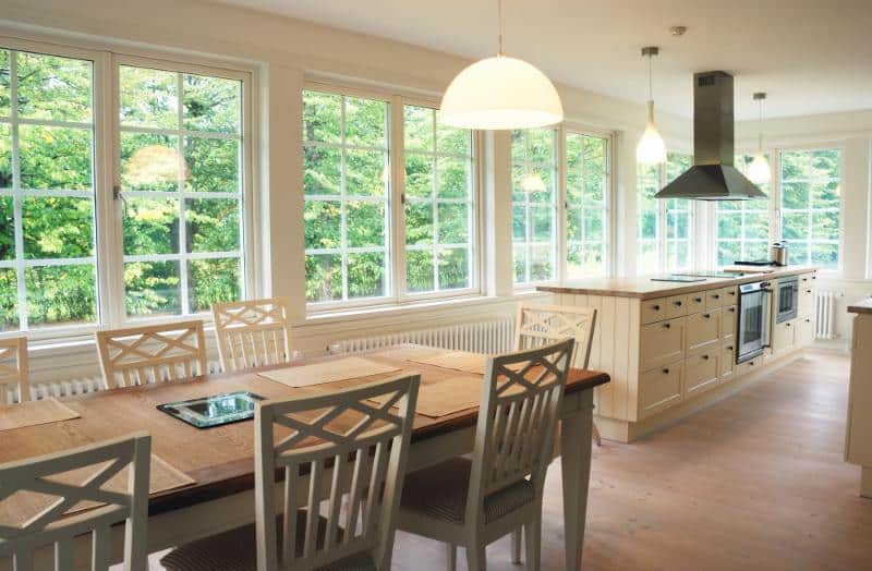 large open kitchen with gorgeous windows for lots of natural light