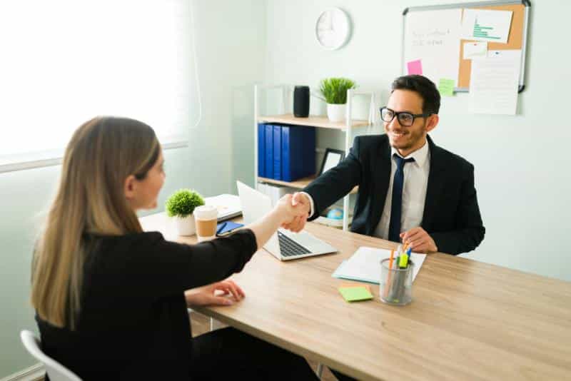 professional meeting between man and woman