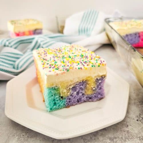 pretty easter poke cake with spring colors