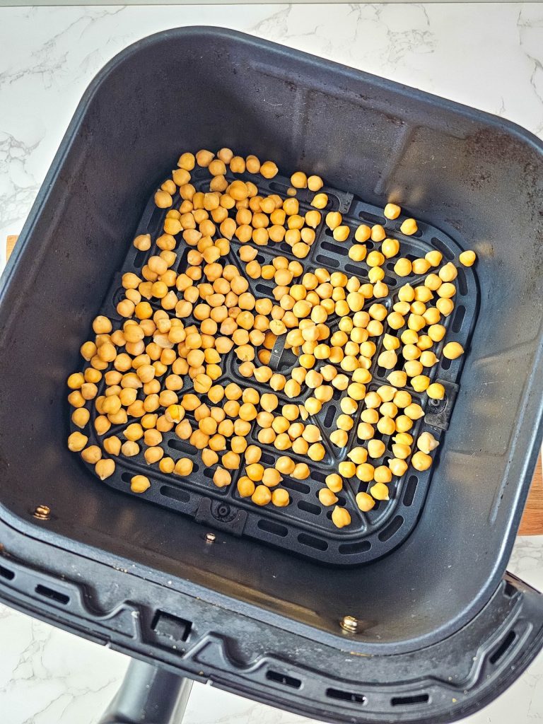 canned chickpeas in the air fryer basket