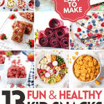 pinterest collage with 9 healthy snack ideas for kids