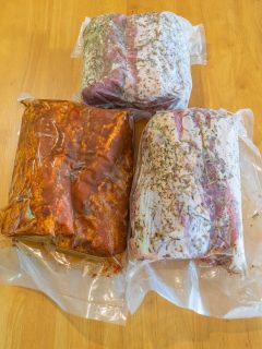 marinated meats in vacuum-sealed bags