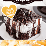 collage of oreo poke cake and banana pudding poke cake with text overlay