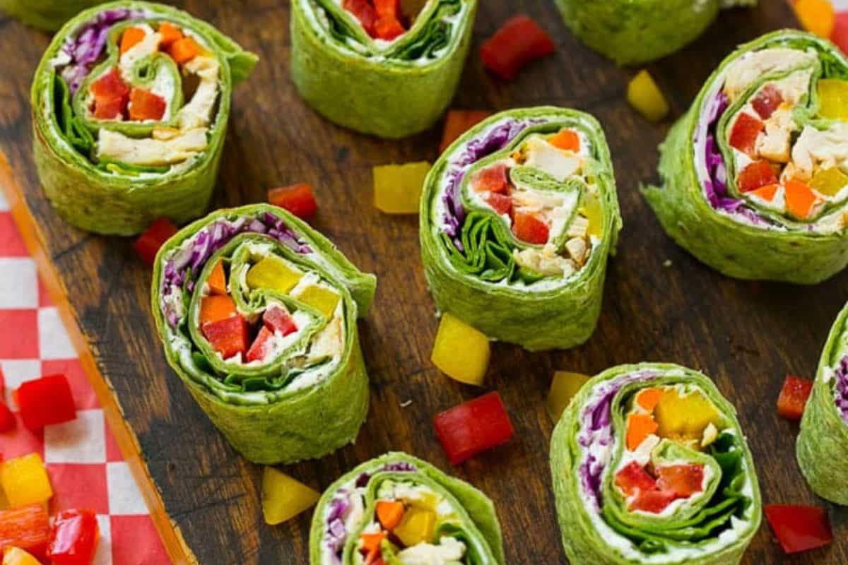 rainbow veggie pinwheels