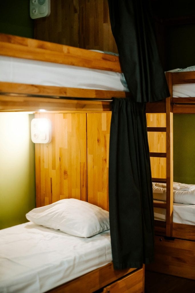 bunk beds in a hostel