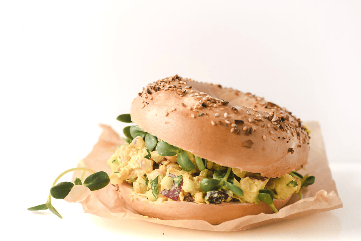 chickpea salad on bagel