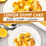 collage image of lemon dump cake with cream cheese