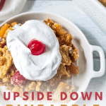 image of cherry pineapple dump cake with text overlay