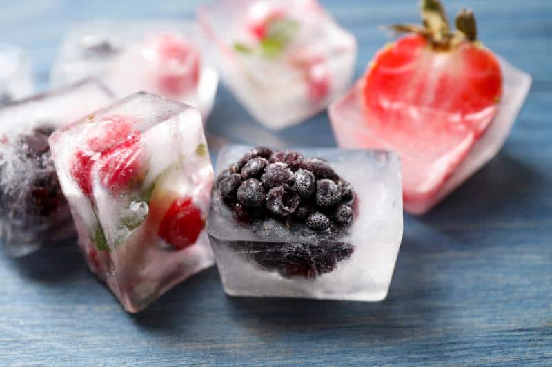 ice cubes with berries