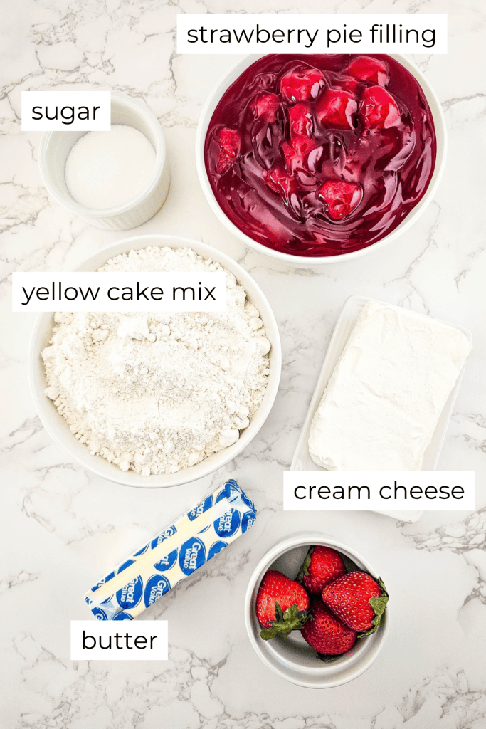 ingredients for strawberry cheesecake dump cake