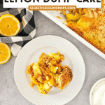 image of lemon dump cake with text overlay