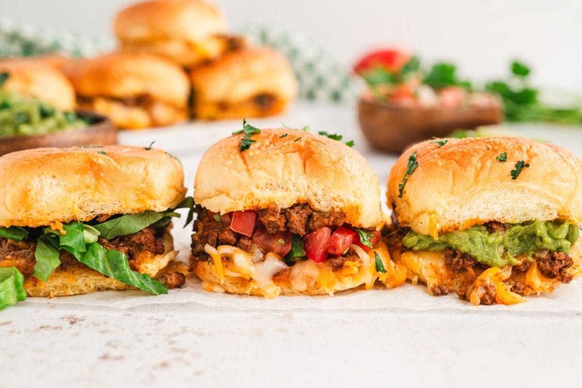 taco sliders on white background