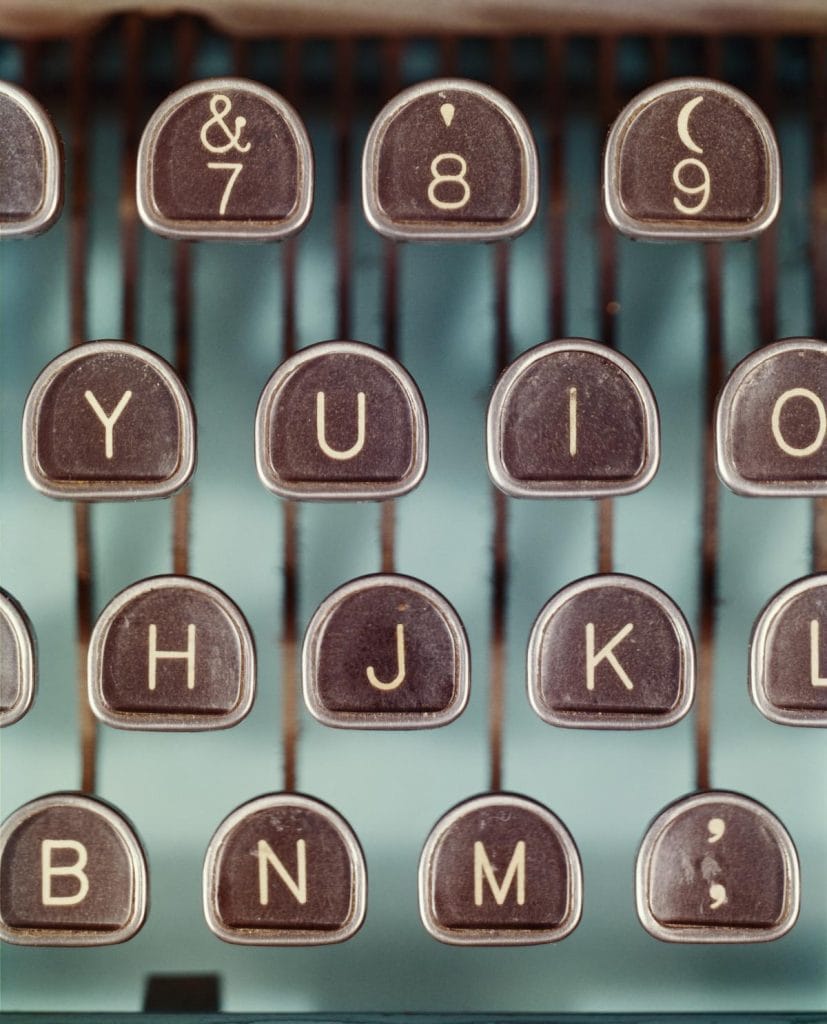 old typewriter keys close up