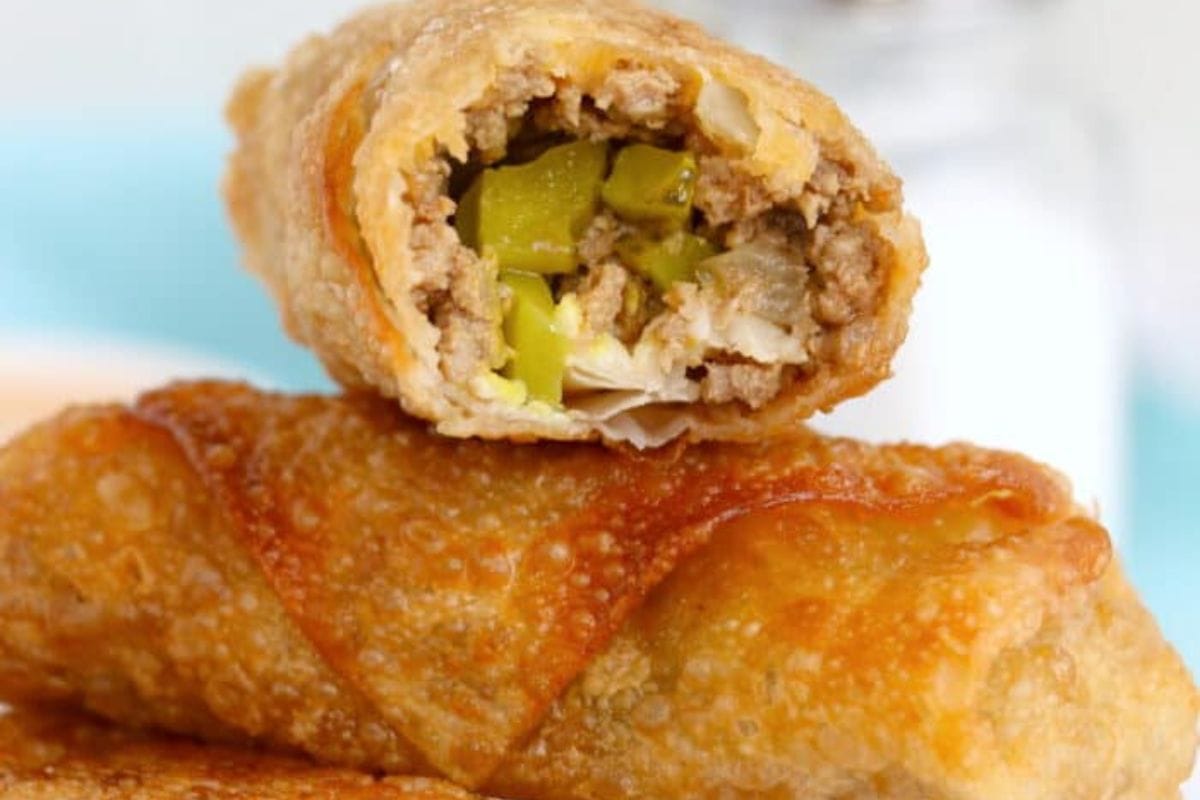 Egg rolls with cheeseburger filling and Big Mac sauce.