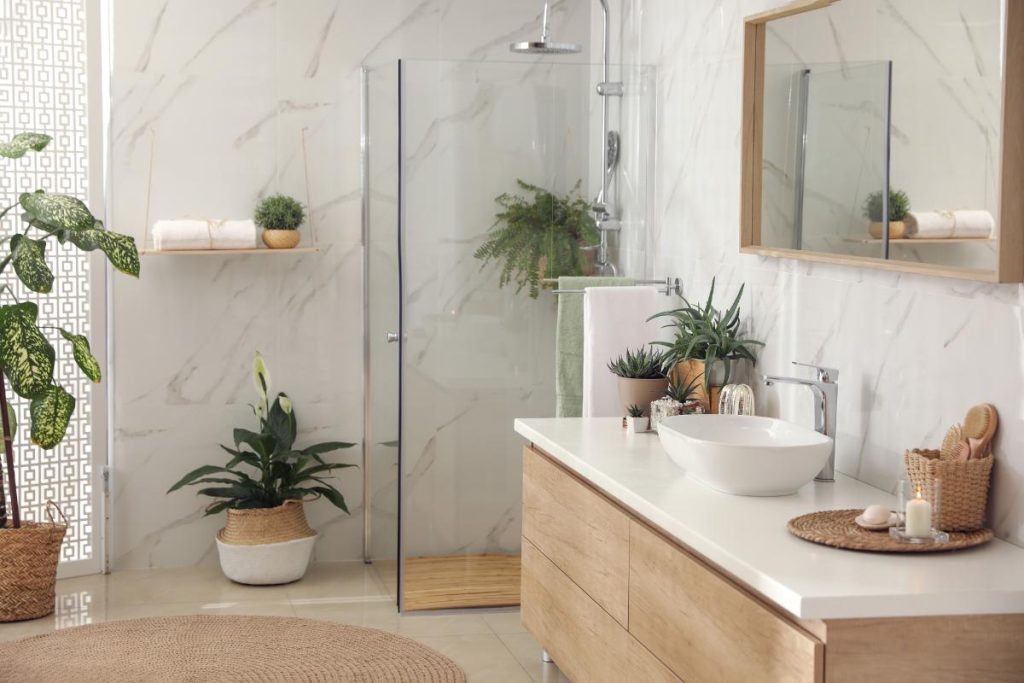 modern bathroom with plants