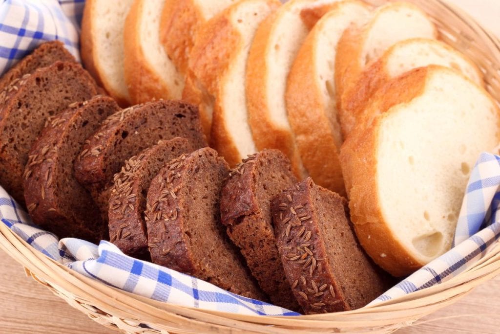 basket of sliced baked bread