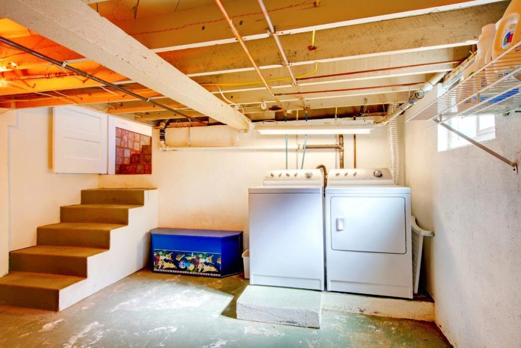 basement with washer and dryer