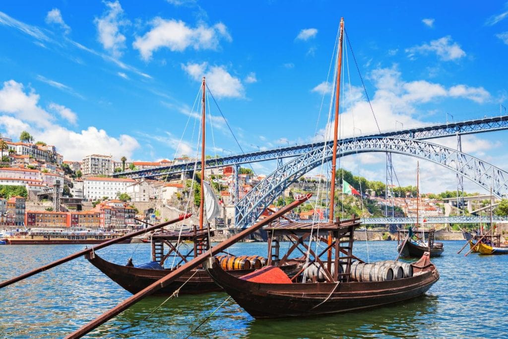 boats in river at portugal