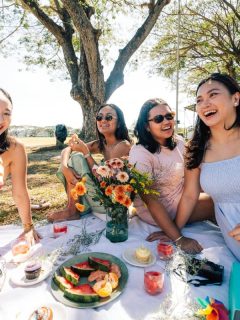 young women having a picnic