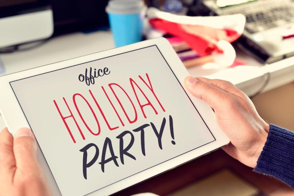 holiday party invitation on a tablet