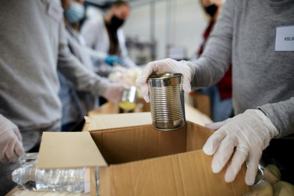 volunteers helping at food bank