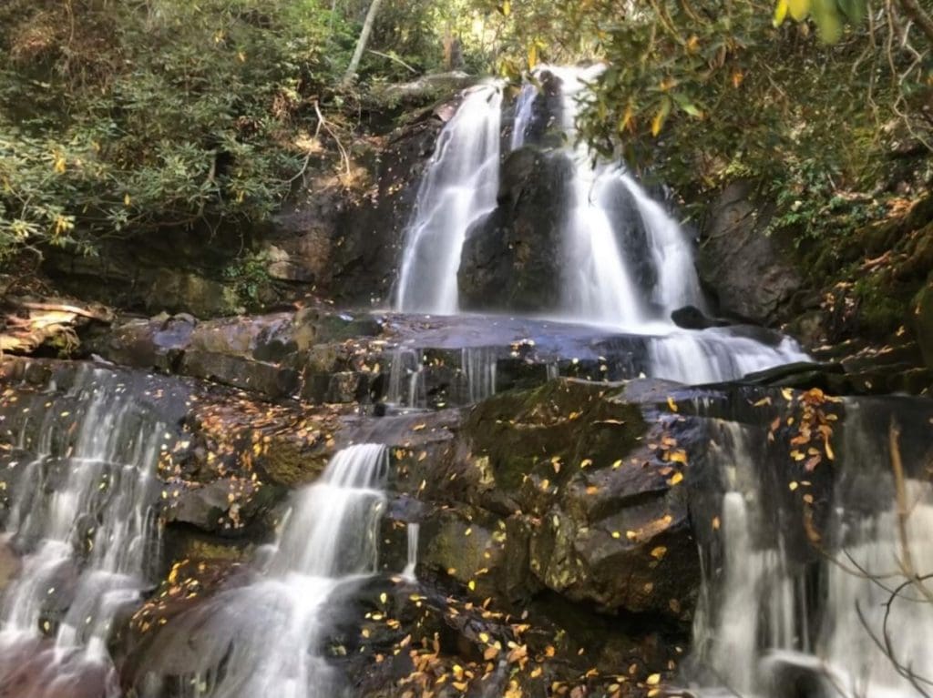 a waterfall in the Smoky Mountains