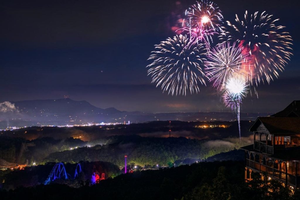 fireworks over Pigeon Forge from Dollywood