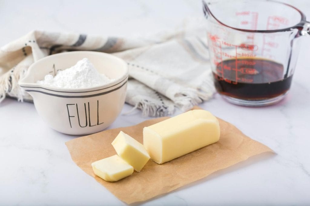 measuring cups and butter