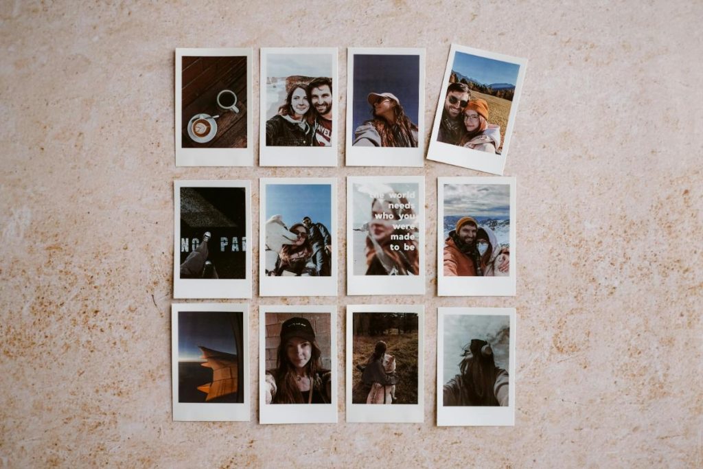 polaroid pictures arranged in rows